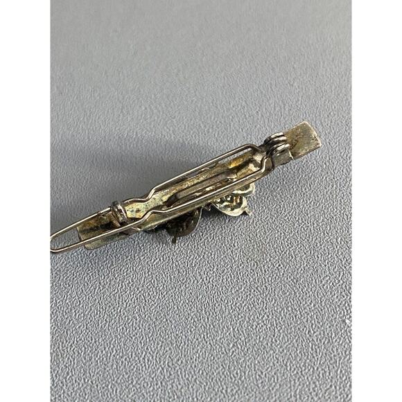 Spain Damascene Butterfly Brooch Signed Gold Tone Yellow Enamel Pin Red Head - Picture 4 of 11